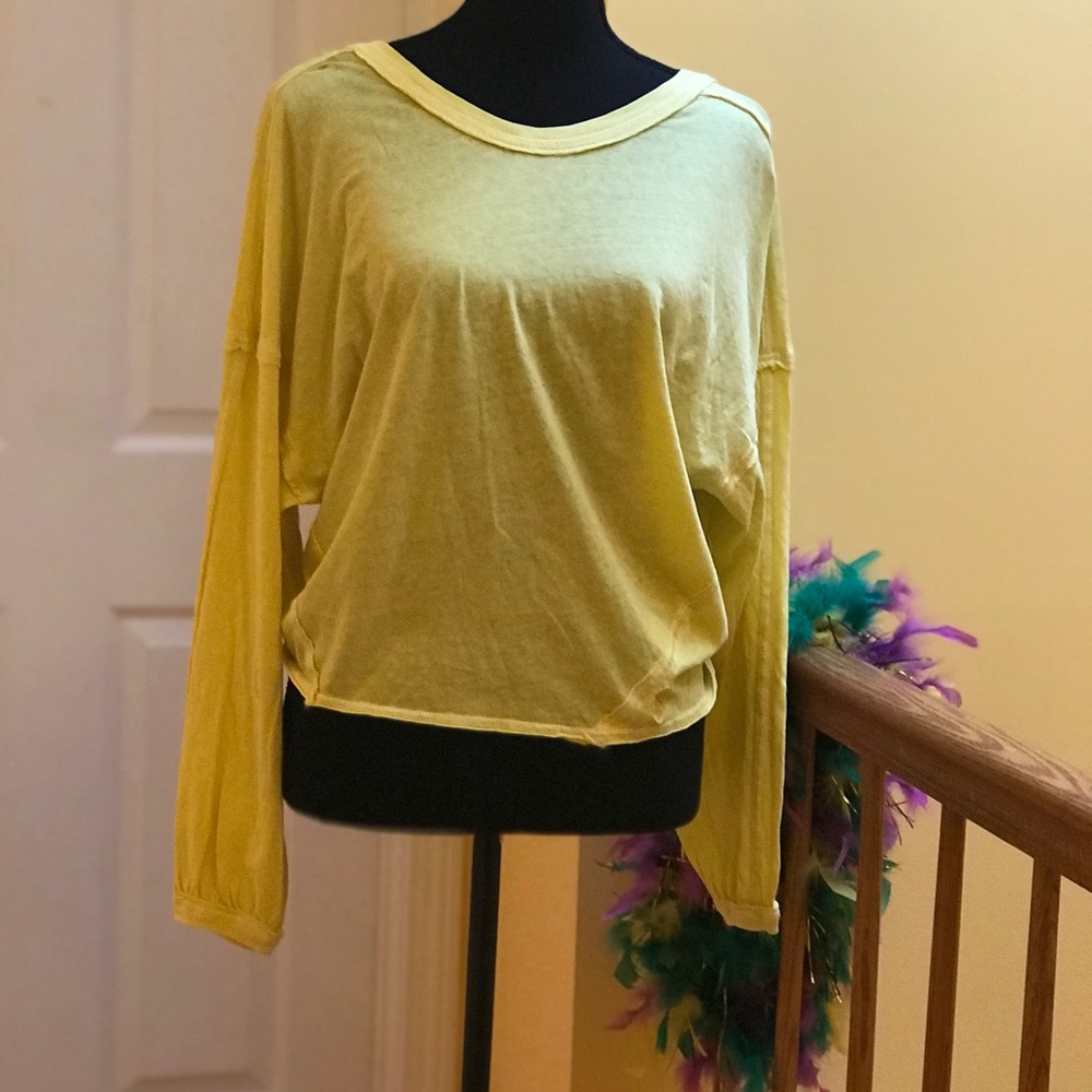 Sz S Free People Movement | Lemon Yellow | Moon Rising |Long-Sleeve Top